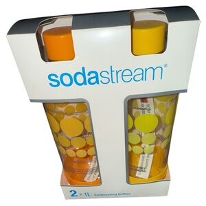 SodaStream 2 Pack 1 Liter Carbonating Bottles Orange Yellow New‎